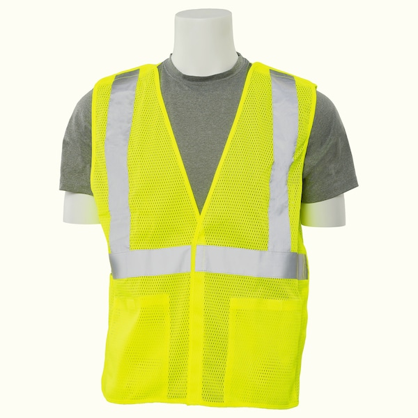 Erb Safety Safety Vest, Break Away, Mesh, Class 2, S320, Hi-Viz Lime, 2XL 61103